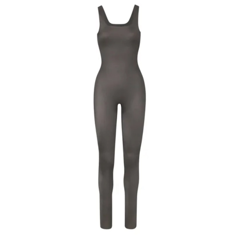 SKIMS Allinone Shine Tank Jumpsuit Size XS Gunmetal Charcoal Catsuit Shimmer